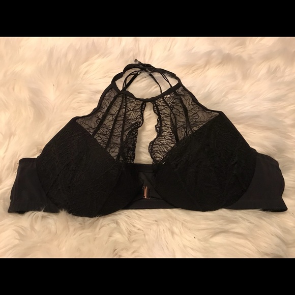 Cacique Other - Cacique black lace halter plunge 42B Cacique Other - Cacique black lace halter plunge 42B